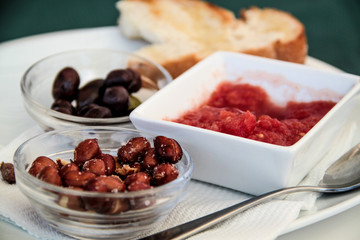 Tapas served on the plate