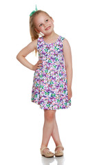 The little girl is full-length.