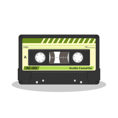 Retro audio cassette isolated on a white background. Old record player tape. Vintage style music storage icon.