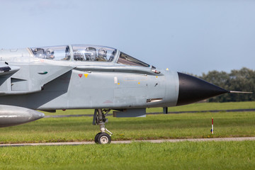 Fototapeta na wymiar german jet fighter drives on military airbase