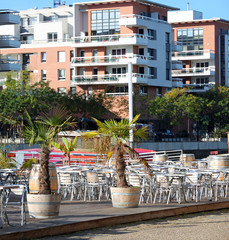 Outdoor bar terrasse in dockland - Strasbourg - France