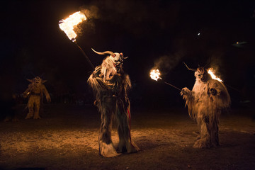 Krampus during the traditional festival., Tarvisio, Julian alps, Italy