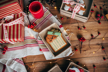 Christmas colorful gingerbread cookies. Bakery products