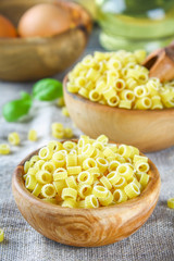 Ditalini macaroni. Pasta rings. Tubettini and thimbles. Anellini.