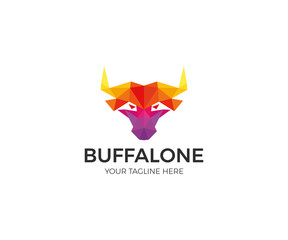 Buffalo Colorful Polygon Logo Template. Modern Head Bull Vector Design. Animals Illustration © artsterdam