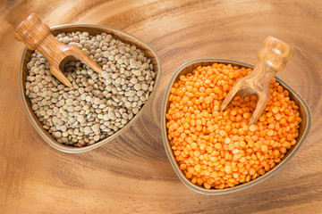 Two types of lentils - Lens culinaris