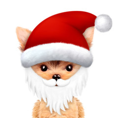 Funny Dog Santa with beard. Christmas concept