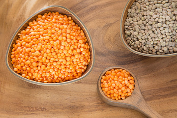 Two types of lentils - Lens culinaris