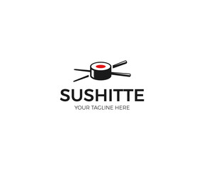Sushi Bar Logo Template. Asian Сuisine Vector Design. Japanese Restaurant Illustration 