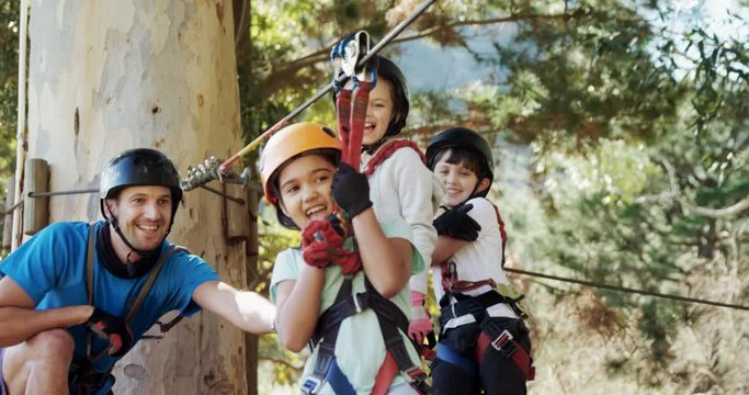 Girl ziplining 