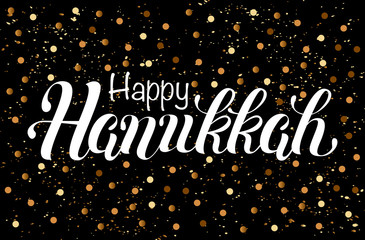 Vector hand drawn greeting card Happy Hanukkah