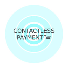 Contactless payment background with shopping cart and circles.