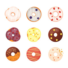 Obraz premium Catoon donut with glaze vector illustration isolated.