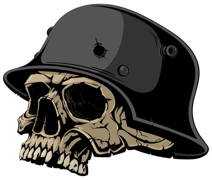 Skull In A Nazi Helmet.