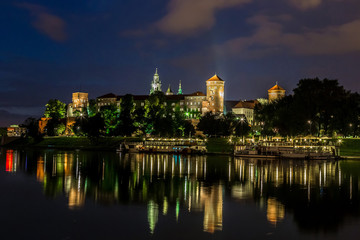 Krakow at night. Wawel Castle