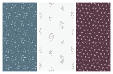 vector seamless patterns with leaves and foliage