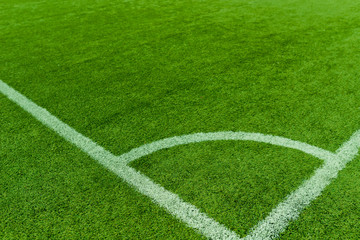 Obraz premium Corner Football field. Sport stadium. Grass background. healthy concept