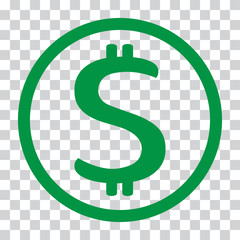 Dollar sign. USD currency symbol. Money label. Green icon on transparent background. Vector illustration