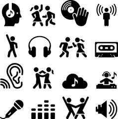 Dance Party Icons - Black Series - Illustration - 181078528