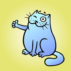 The cat puts on the likes. Vector Illustration.