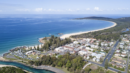 Obraz premium Aerial view of the town of south west rocks ,New South Wales,Australia