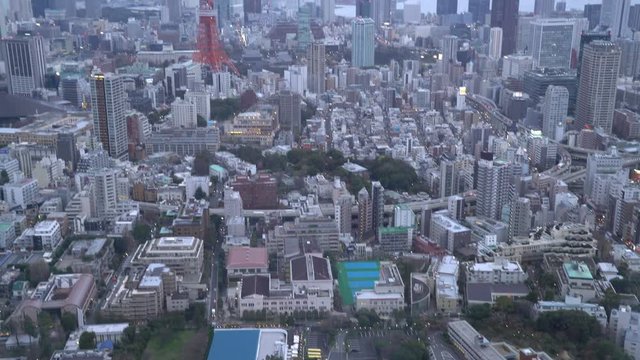 4k b-roll footage of Tokyo city skyline during cloudy dusk sky