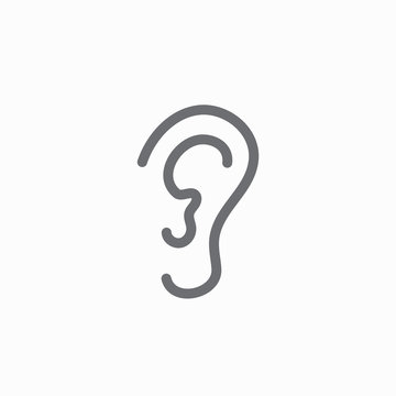 Ear and ear canal outline icon image for hearing / listening loss