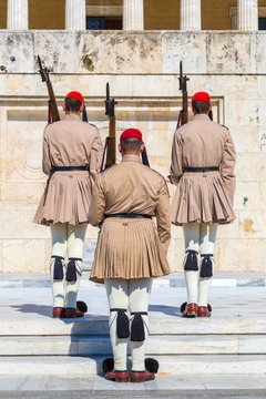 Ceremonial changing guards in Athens