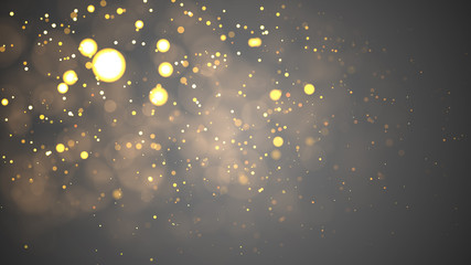 Christmas Background. Golden Holiday Abstract Glitter Defocused Background With Blinking Stars. Blurred Bokeh