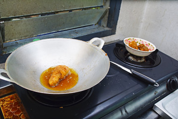 Chicken Frying In A Pan. 