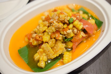 papaya salad with corn spicy Thai food