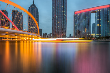 Naklejka premium urban skyline and modern buildings at night, cityscape of China.