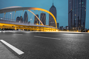 Obraz premium urban traffic road with cityscape background in Tianjin, China.