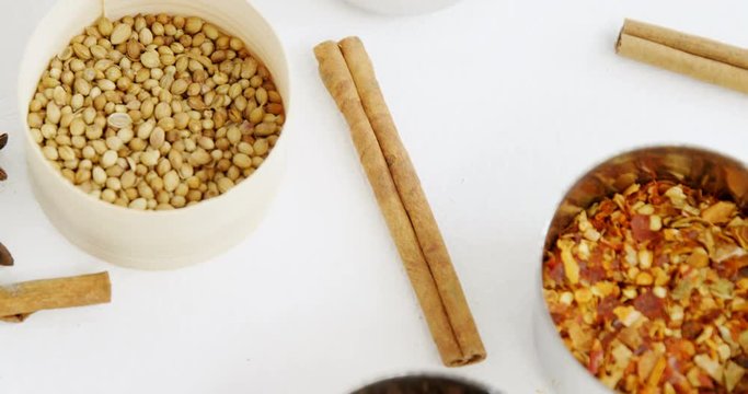 Various type of spices in bowl 