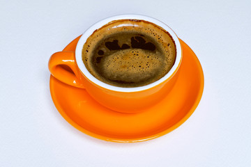 Coffee cup orange on white background 