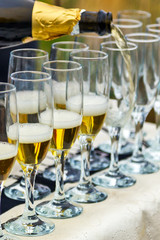 Sparkling Bottle Champagne glass with more glasses
