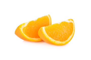 slice Navel/Valencia orange on white background