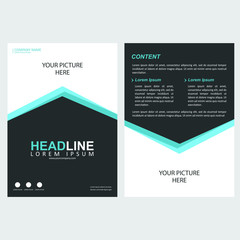 Black and blue flyer vector design for brochure, leaflet or poster