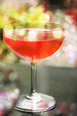 glass of sparking wine on a table