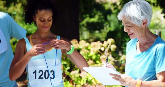 Athletes registering themselves for marathon 