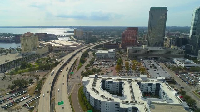 Aerial Video Selmon Expressway Tampa FL Downtown 4k 60p