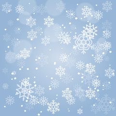 Fototapeta na wymiar Abstract Christmas background with falling snowflakes. Vector illustration for Holiday Collection.