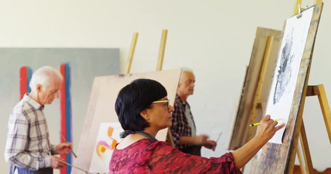Artists drawing sketch on canvas 