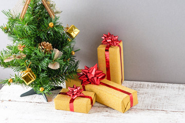 gift box for christmas and happy new year with filter effect retro vintage style