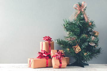 gift box for christmas and happy new year with filter effect retro vintage style