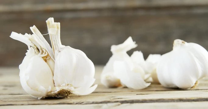 Garlic on wooden table 