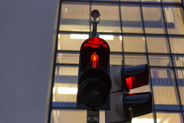 traffic lights and facades near train station