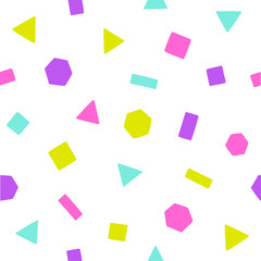 Bright geometric figures. Vector hand drawn seamless pattern