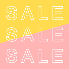 Sale banner in modern style. Simple text on bright background. Vector illustration