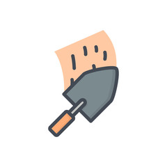 Renovation service colored icon trowel cement tool